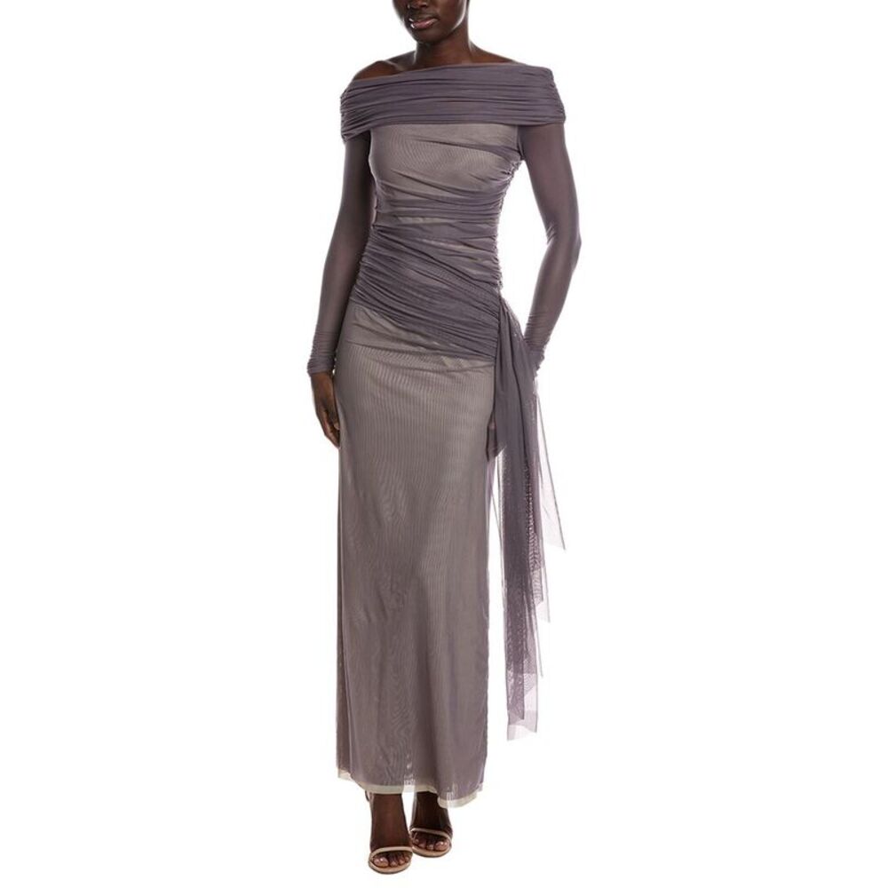 Misha Womens  The 'Nexus' Mesh Ls Dress, Grey